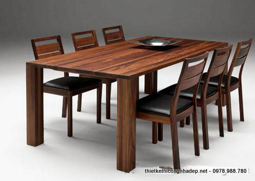 Mẫu bàn ghế ăn gỗ dổi phòng ăn đẹp sang trọng