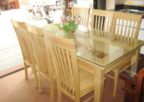 Mẫu bàn ghế phòng ăn 6 ghế gỗ sồi