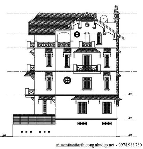 Thiết kế biệt thự 4 tầng cổ điển phong cách Châu Âu