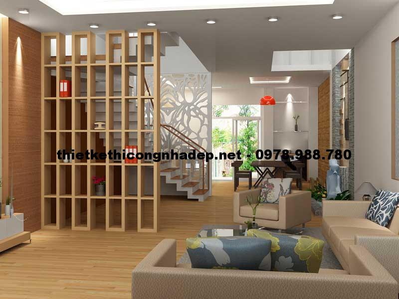Mẫu thiết kế phòng khách nhà phố 5x20m tại Hà Tĩnh