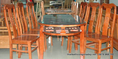 Mẫu bàn ghế ăn gỗ xoan đào đẹp