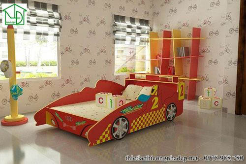 Mẫu giường ngủ trẻ em hình ô tô giá rẻ