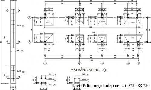 mat bang mong cot nha cap 4 4x14m 500x299 - X&acirc;y nh&agrave; cấp 4 lợp m&aacute;i t&ocirc;n chỉ với 170 triệu
