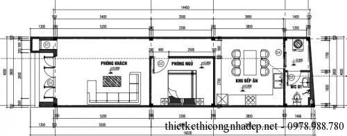 mat bang noi that nha cap 4 4x14m 500x197 - X&acirc;y nh&agrave; cấp 4 lợp m&aacute;i t&ocirc;n chỉ với 170 triệu