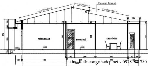mat cat nha cap 4 4x14m 500x225 - X&acirc;y nh&agrave; cấp 4 lợp m&aacute;i t&ocirc;n chỉ với 170 triệu