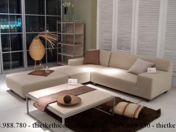Ghế sofa phòng khách với gam màu phù hợp với mùa hè