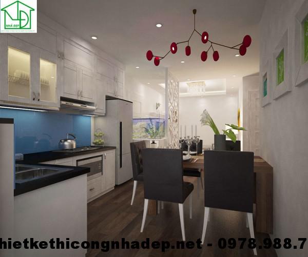 Phòng bếp của mẫu nội thất chung cư cao cấp HH3C Linh Đàm