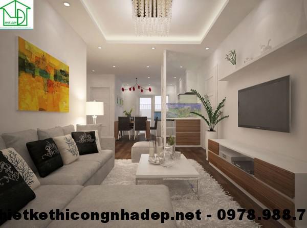 Thiết kế nội thất chung cư cao cấp với bộ sofa ấm áp và tinh tế