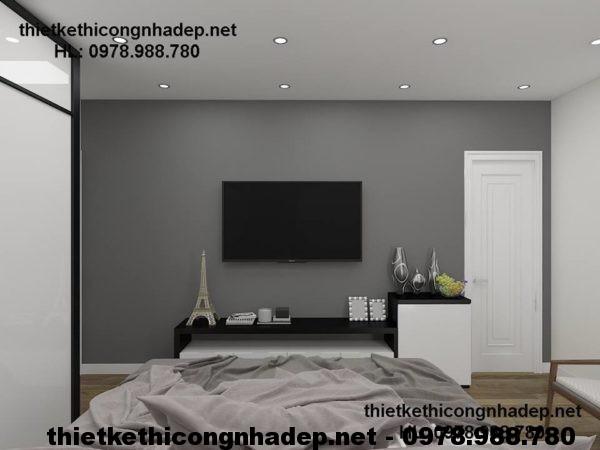 Phòng ngủ hiện đại của thiết kế nội thất nhà chung cư 70m2 căn hộ 219