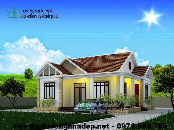 Biệt thự nhà vườn mini 1 tầng mái Thái NDBT1T18