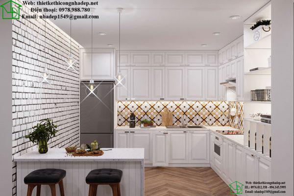 Thiết kế và thi công nội thất chung cư phòng bếp tiện nghi NDNTCC10