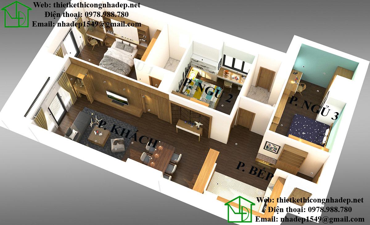 Thiết kế nội thất chung cư 3 phòng ngủ Hồ Gươm Plaza NDNTCC11