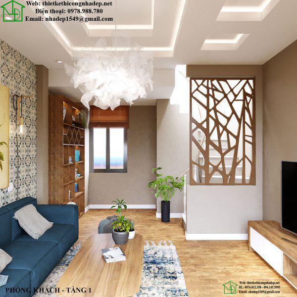 Thiết kế nội thất phòng khách nhà phố NDNP5T4