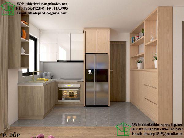 Thiết kế nội thất chung cư 70m2 với phòng bếp hiện đại