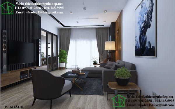 Thiết kế thi công nội thất chung cư phòng khách sang trọng và đẳng cấp