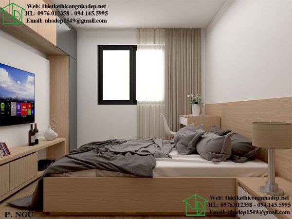 Thiết kế nội thất chung cư 70m2 với phòng ngủ tiện nghi và đầy thư giãn