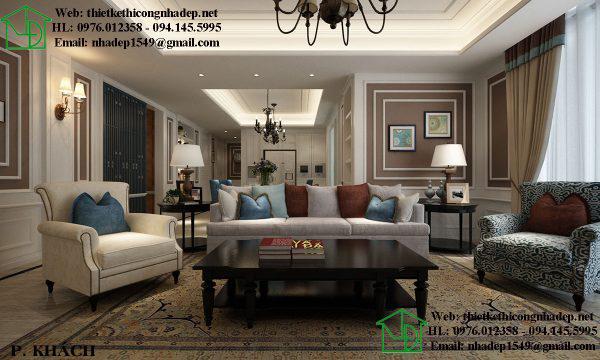 Thiết kế phòng khách Royal City với phong cách nội thất Luxury