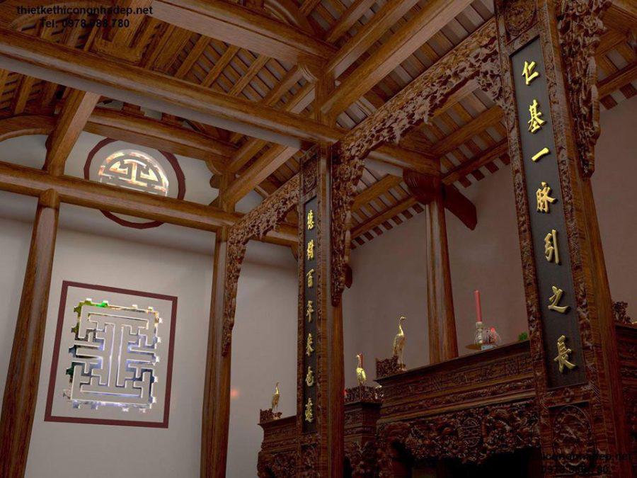 Mẫu thiết kế nội thất nhà thờ họ tại Ninh Bình, thiết kế nội thất nhà tổ