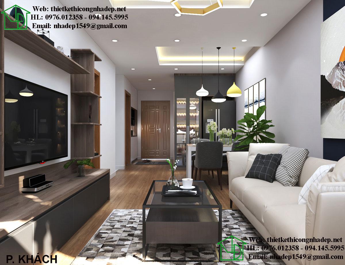 Thiết kế nội thất phòng khách chung cư 80m2 NDNTCC37