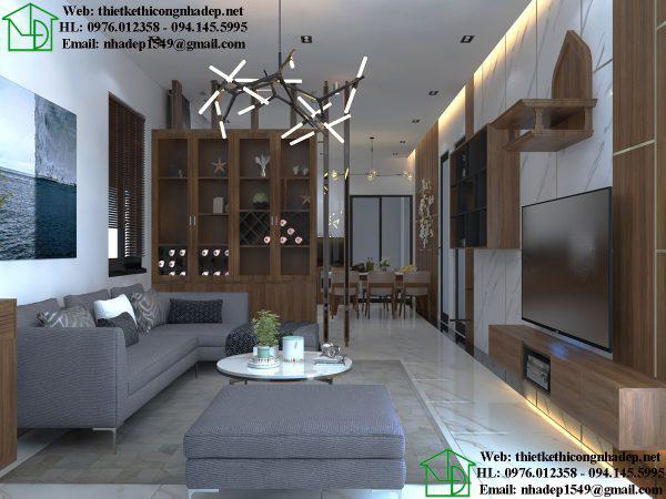 Thiết kế nội thất phòng khách mẫu nhà cấp 4 70m2 NDNC474