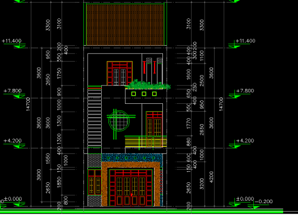 file CAD nhà phố 3 tầng