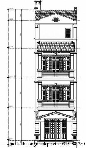 thiết kế mặt tiền nhà phố 4 tầng đơn giản