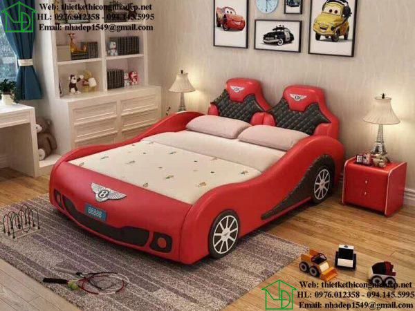 Giường ngủ ô tô màu đỏ