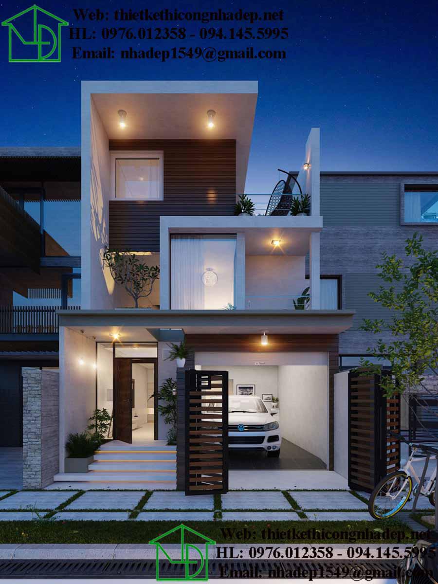 Thiết kế nhà 4x15 có gara giúp căn nhà thêm cao ráo, sáng lạng hơn.