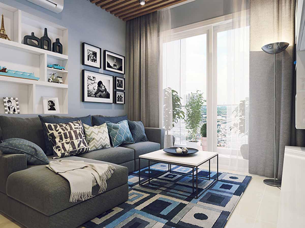 Không gian phòng khách được bày trí gọn gàng, lựa chọn nội thất đơn giản.