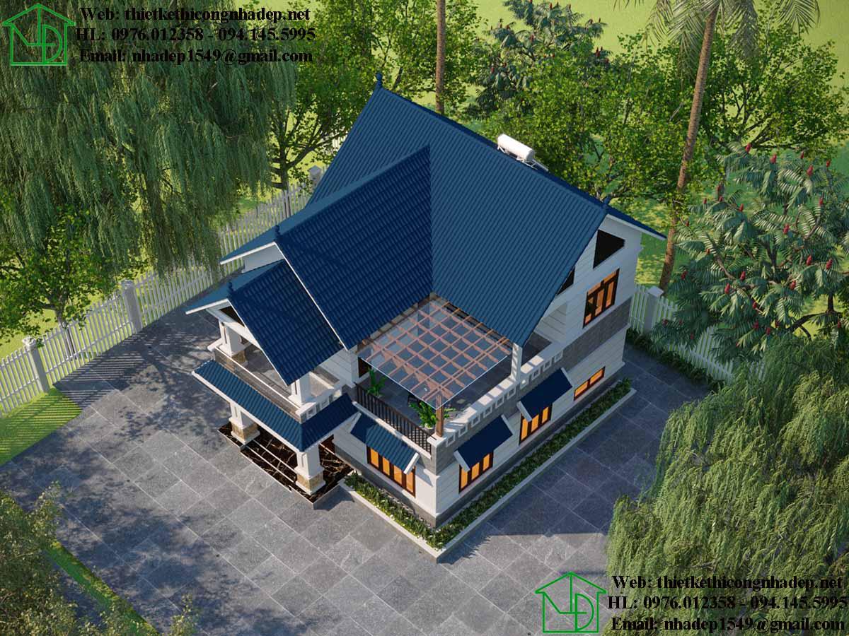Tư vấn thiết kế nhà mái thái 2 tầng tại Hưng Yên NDBT2T89