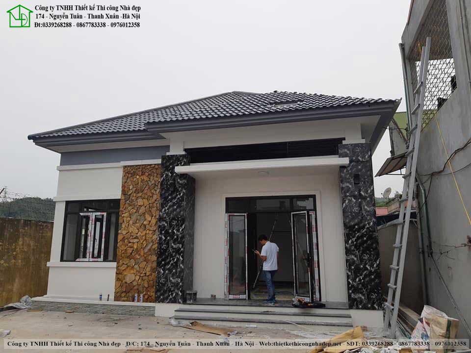 Hình ảnh thi công thực tế biệt thự 1 tầng tại Quảng Ninh NDBT1T109