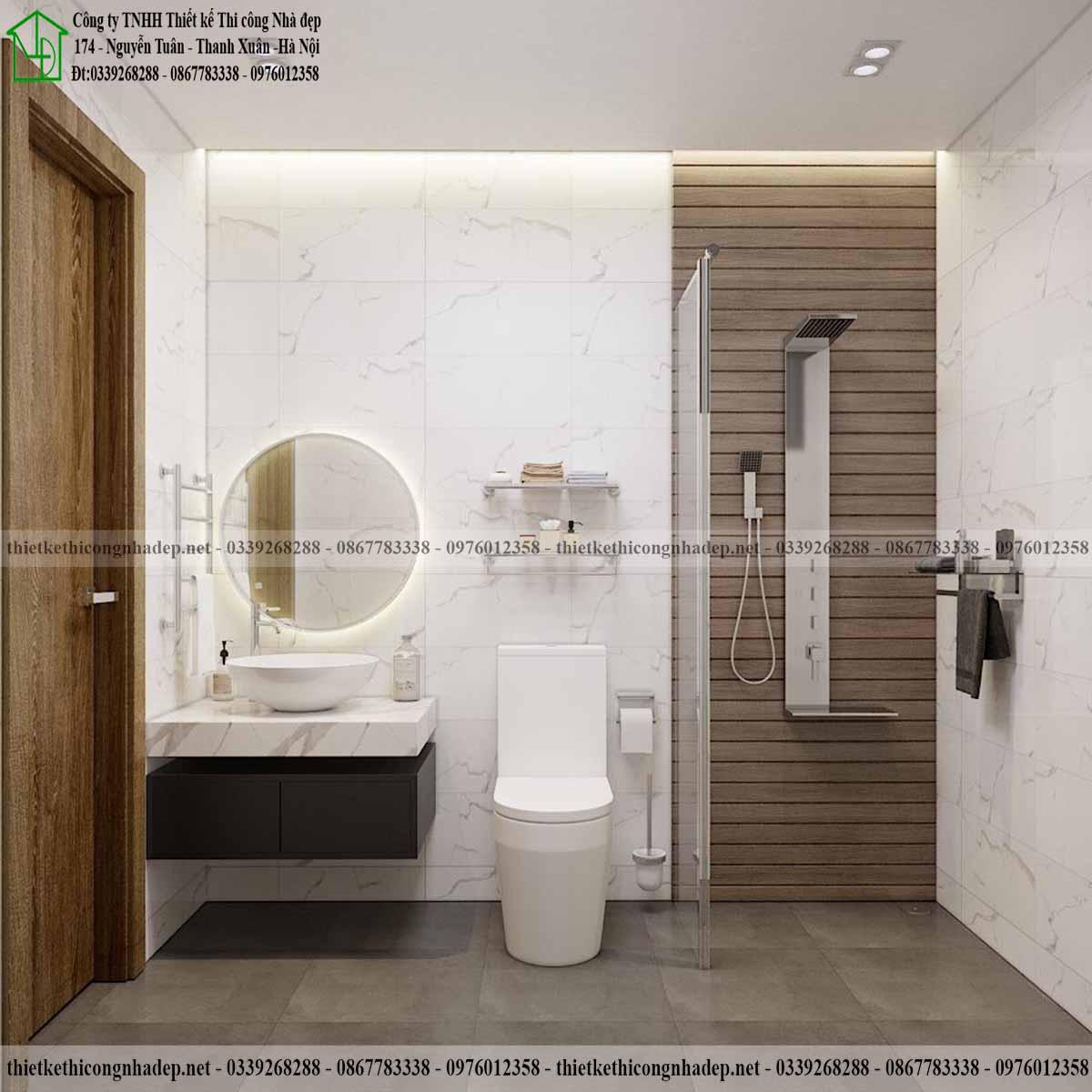 WC và nhà tắm với vách ngăn giúp căn phòng khô ráo hơn