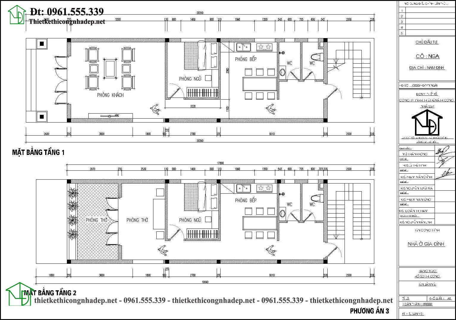 Phương án 2 - mặt bằng nội thất nhà ống 2 tầng 5x18m NDNP2T28