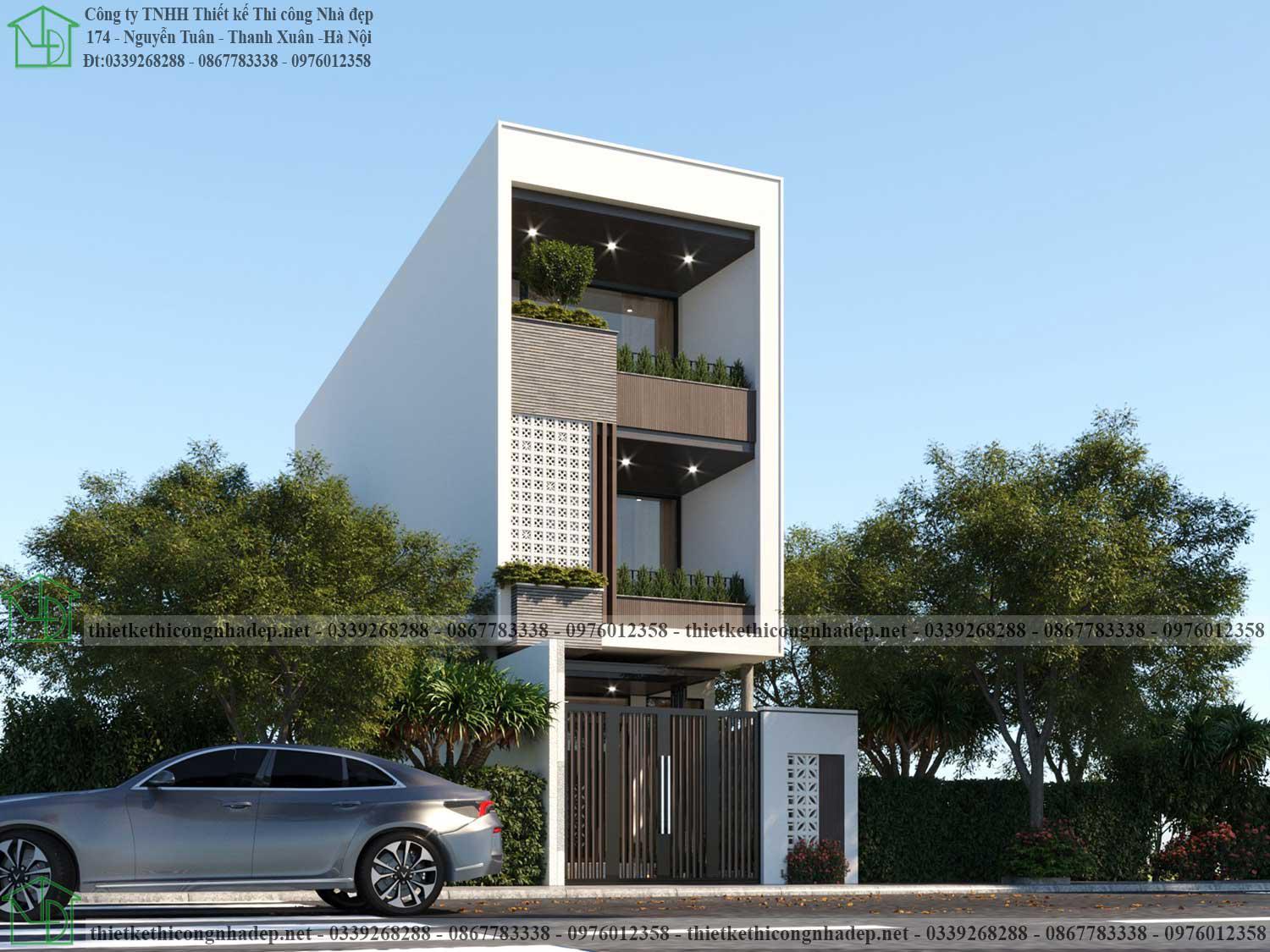 Thiết kế nhà phố 3 tầng lệch 5×20 hiện đại giá rẻ NDNP3T58