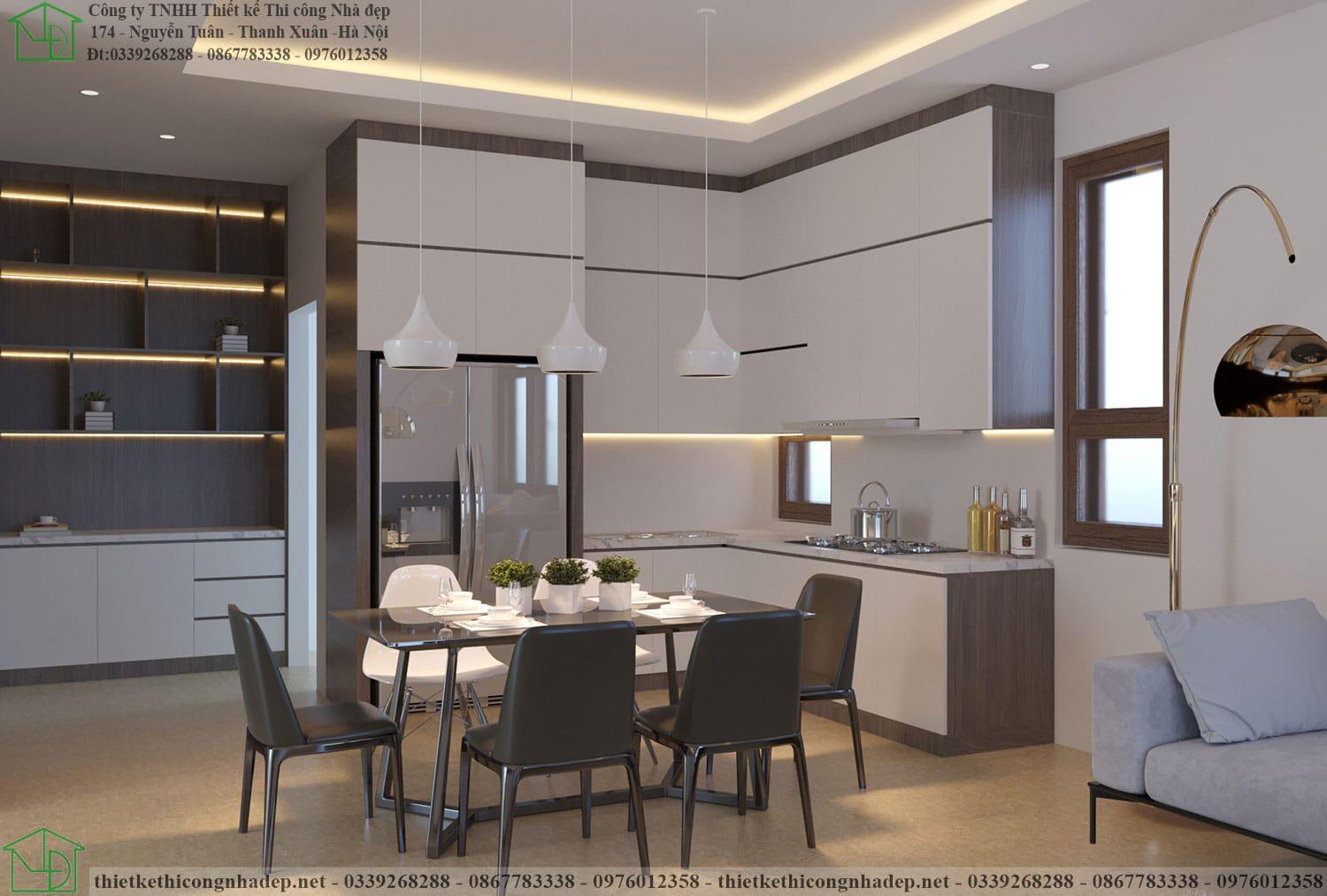 Thiết kế nội thất phòng bếp biệt thự 2 tầng NDBT2T69