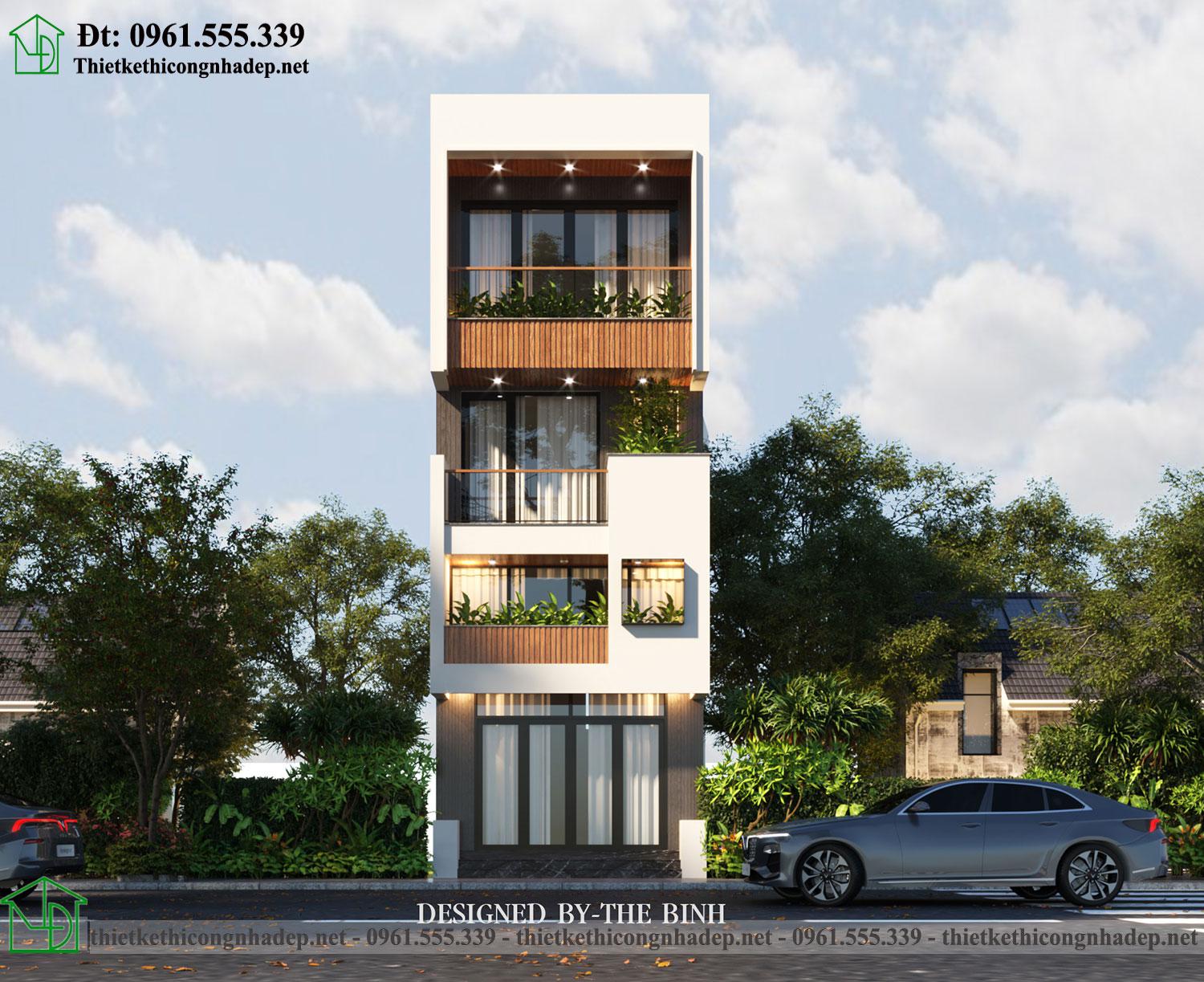 Thiết kế nhà phố 3 tầng có gác lửng 4.5x20m tại Phú Thọ NDNP3T69