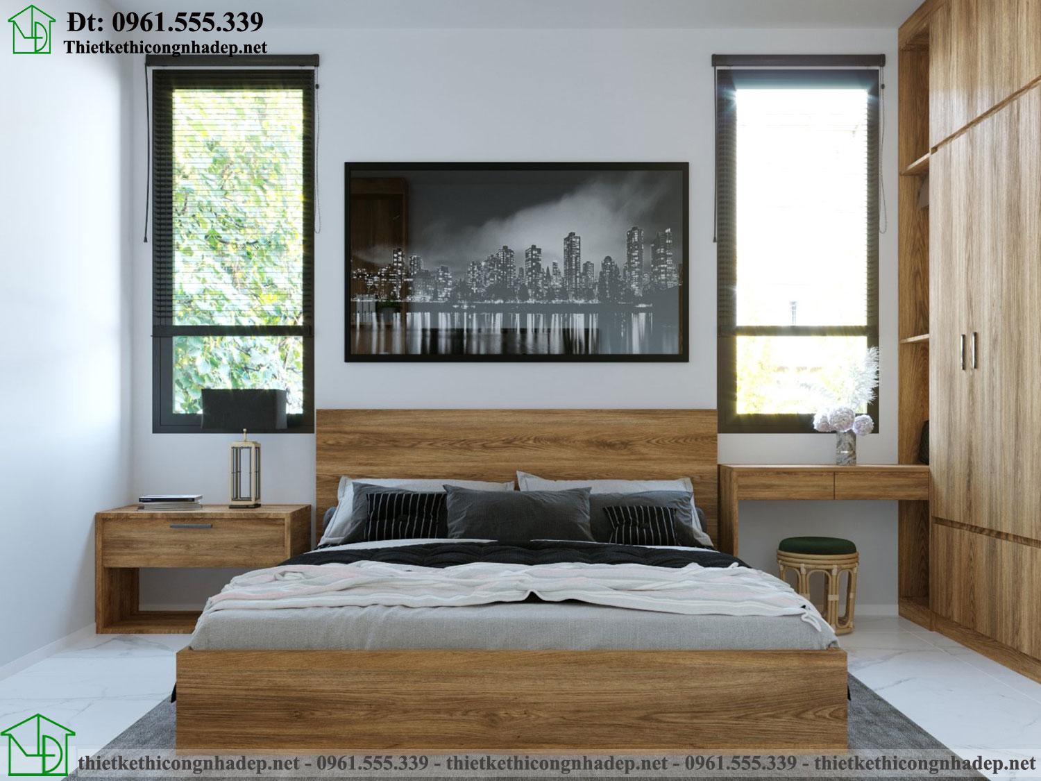 Thiết kế thi công nội thất phòng ngủ nhà cấp 4 đẹp NDNC4178