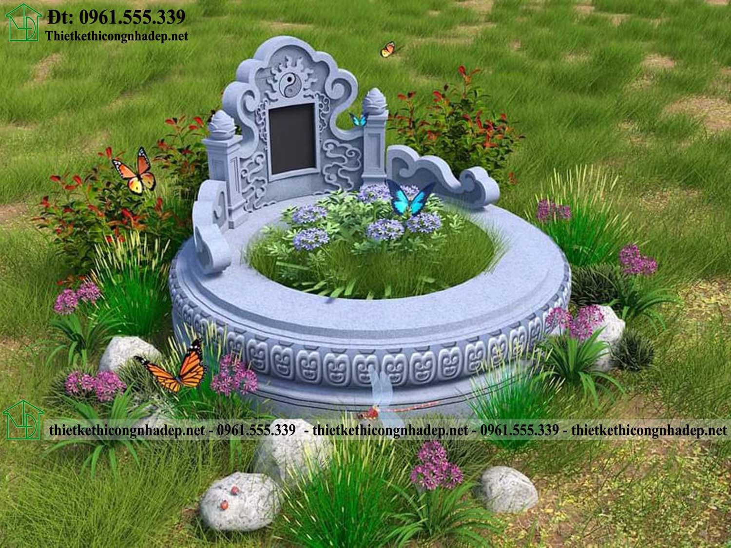 Thiết kế mộ tròn bằng đá NDNTH27