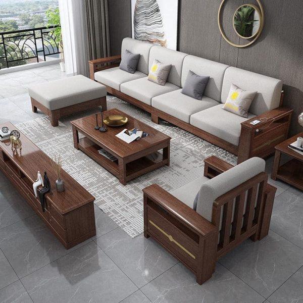 Mẫu bàn ghế sofa gỗ phòng khách