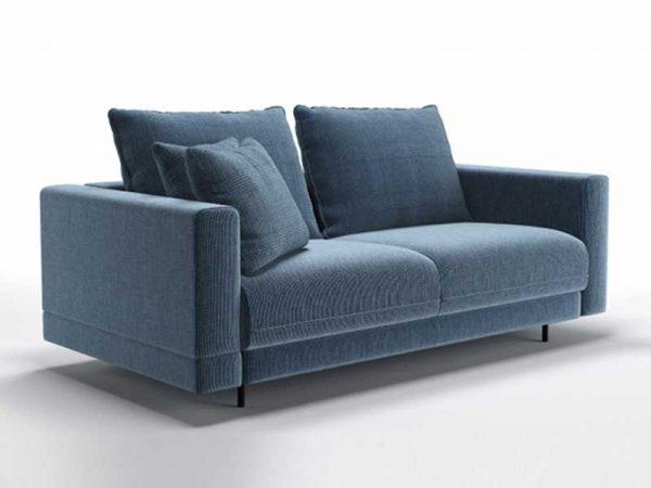 Mẫu bàn ghế sofa văng hiện đại vải nỉ màu xanh