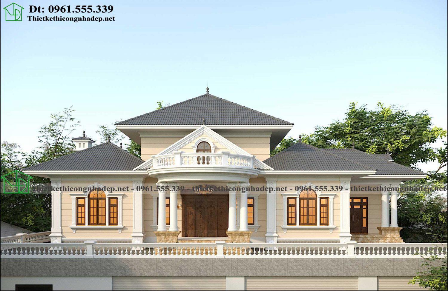 Thiết kế biệt thự cổ điển đẹp sang trọng tại Phú Thọ NDBT1T126