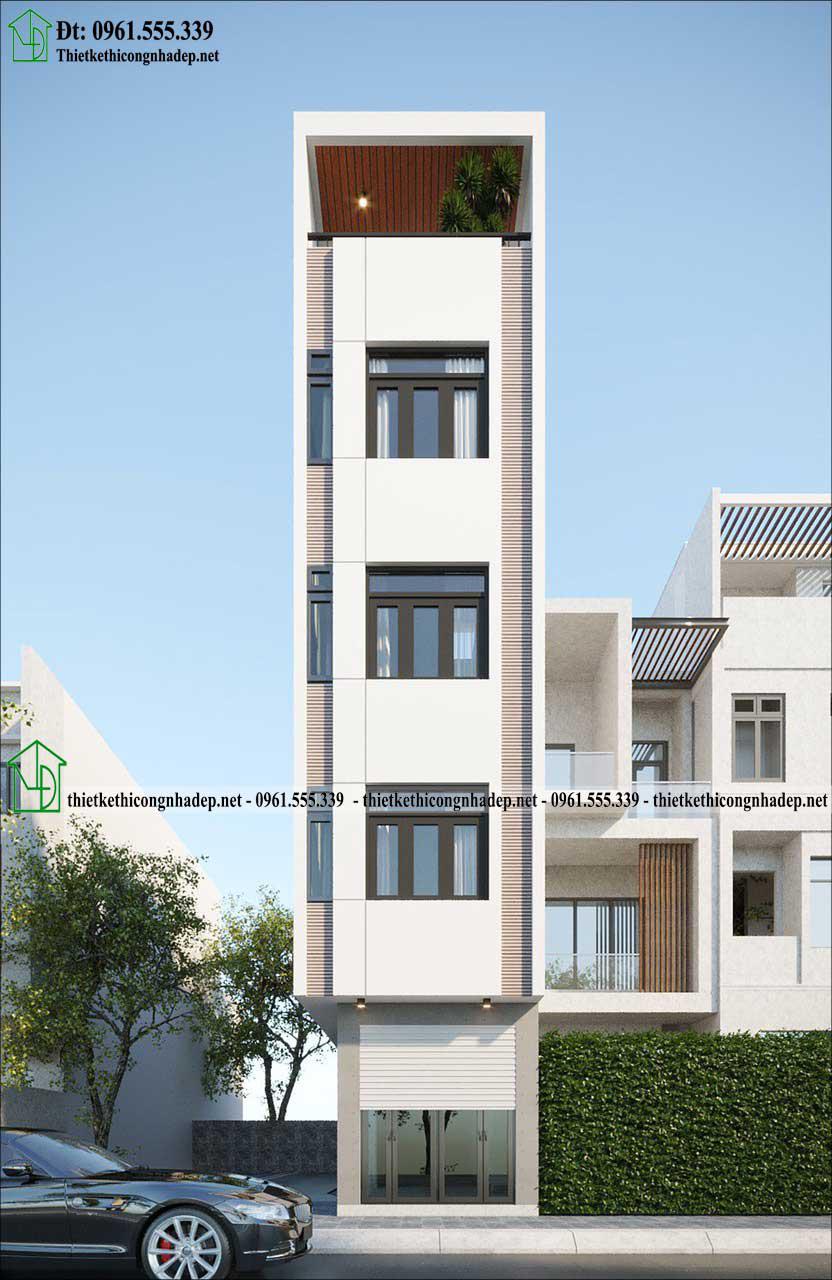 Thiết kế nhà phố khung thép 5 tầng 3x12m tại Hà Nội NDNP5T7