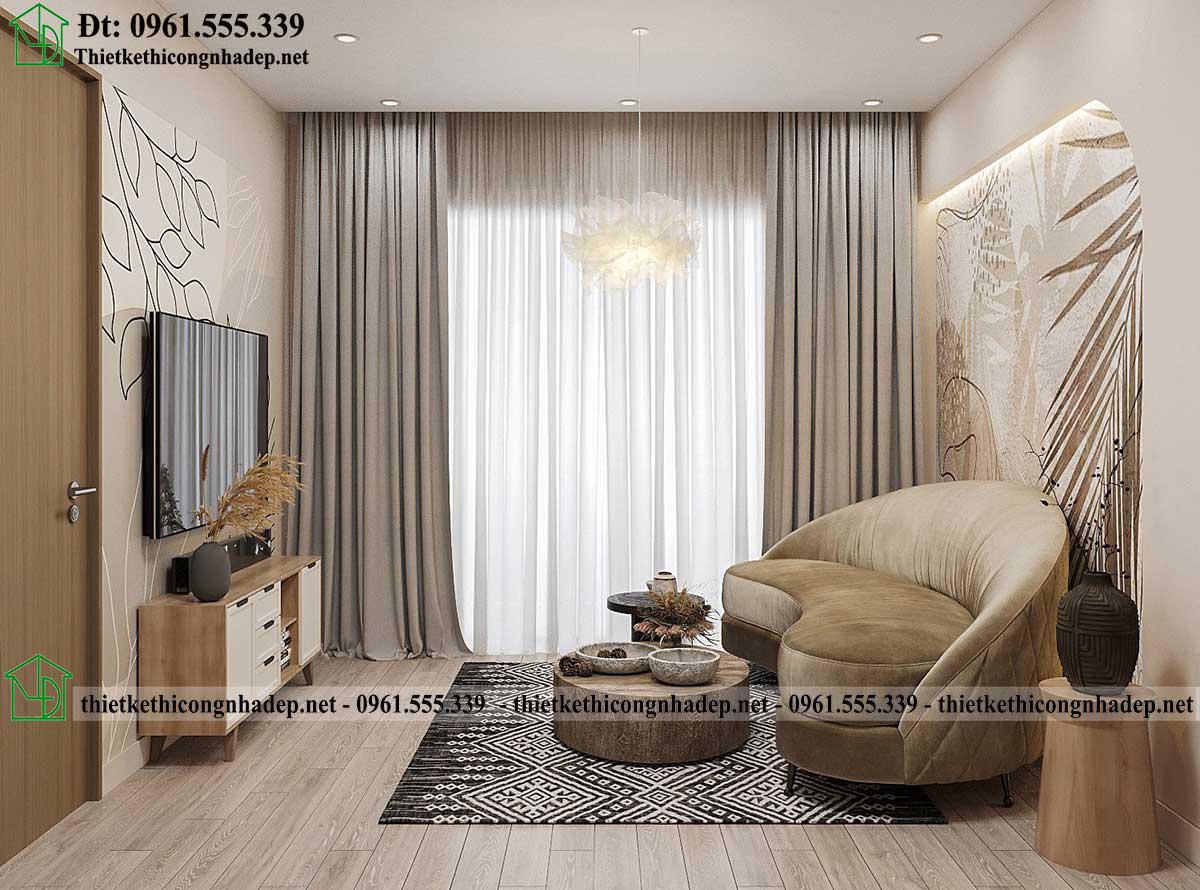 Thiết kế nội thất phòng khách chung cư phương đông NDNTCC57