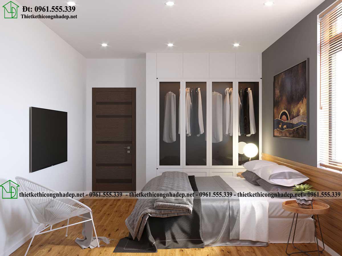 Thiết kế nội thất phòng ngủ hiện đại cho nhà ống đẹp NDNP2T24