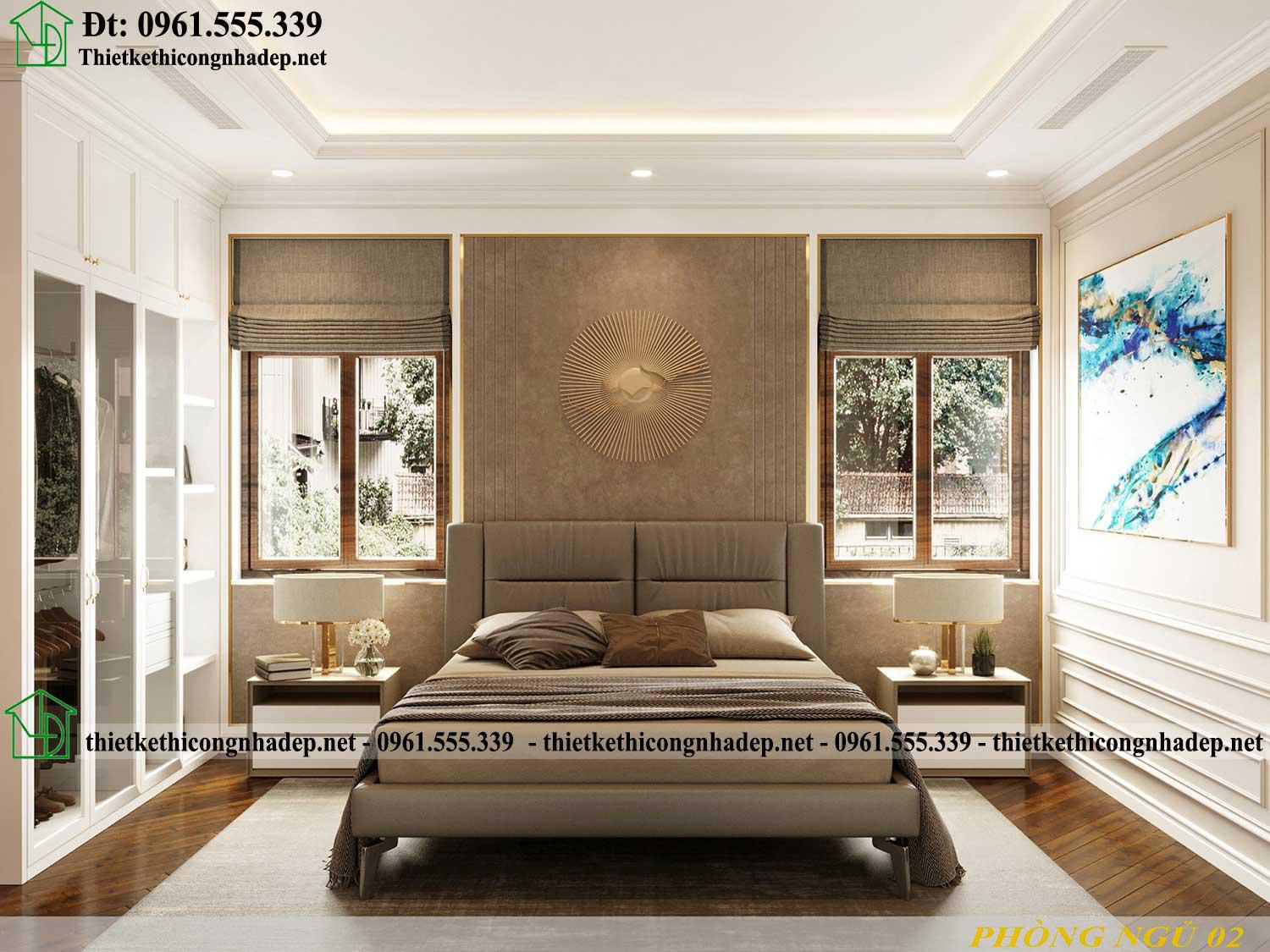 Thiết kế nội thất phòng ngủ phong cách tân cổ điển NDBT1T126