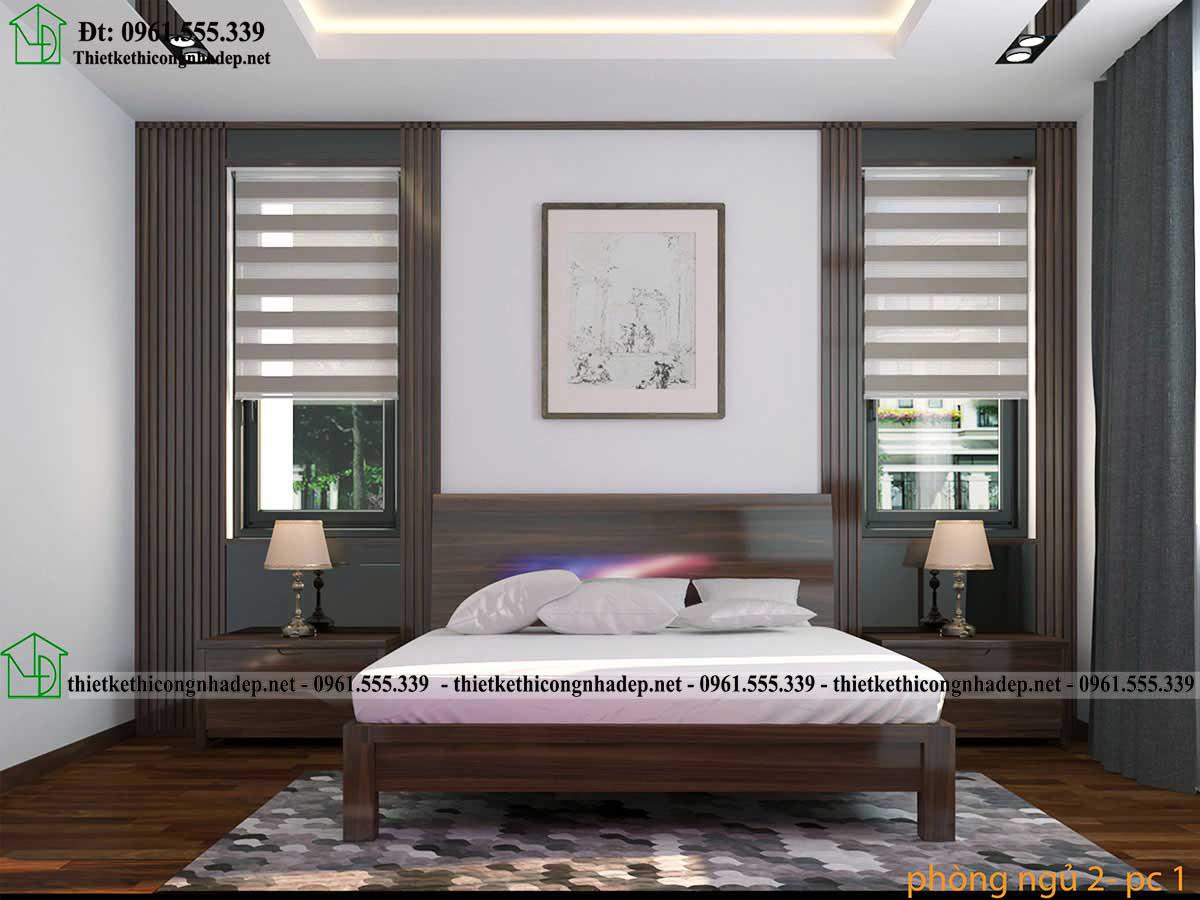 Thiết kế nội thất phòng ngủ số 2 cho biệt thự 2 tầng 12x15m NDBT2T83