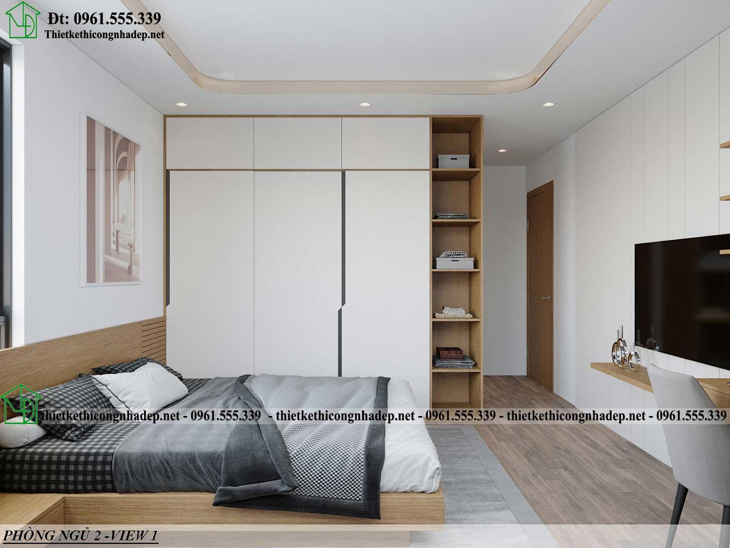 Thiết kế nội thất phòng ngủ số 2 hiện đại NDCC71