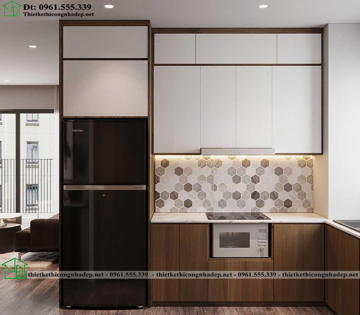Thiết kế tủ bếp chung cư hiện đại NDCC62