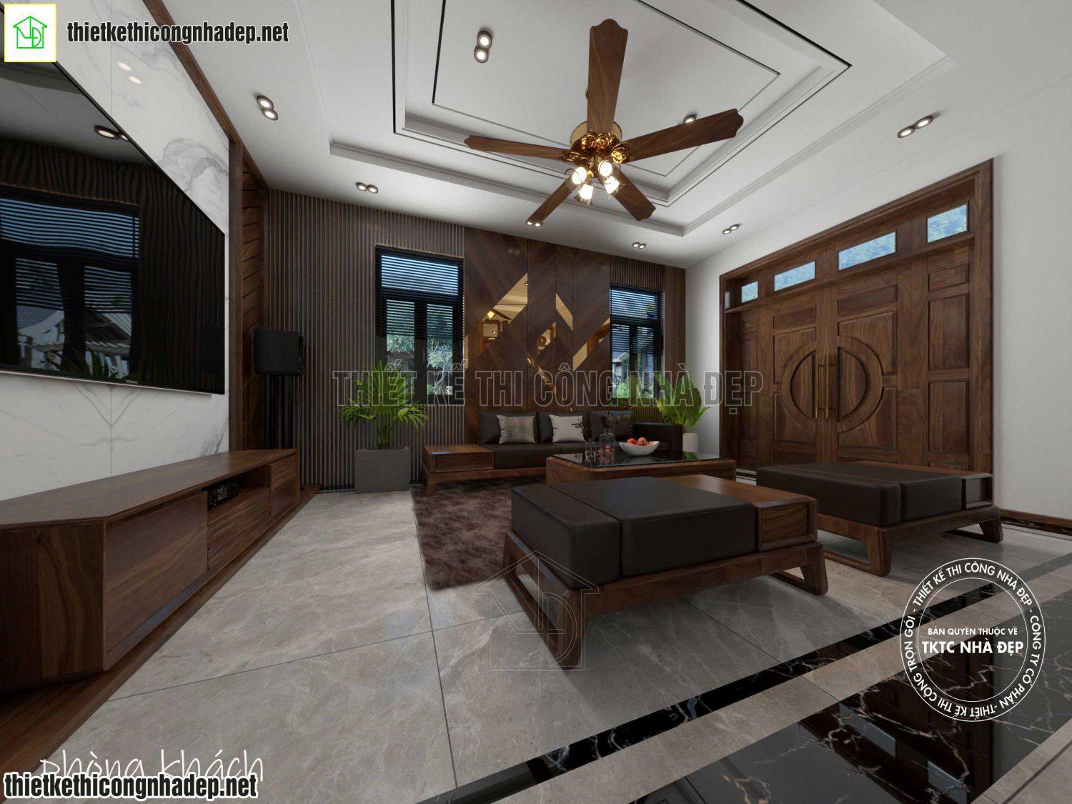 Thiết kế nội thất phòng khách biệt thự NDBT2T154 