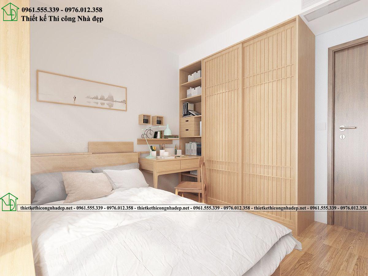Thiết kế nội thất chung cư kiểu Nhật 3 phòng ngủ đơn giản tinh tế NDCC92